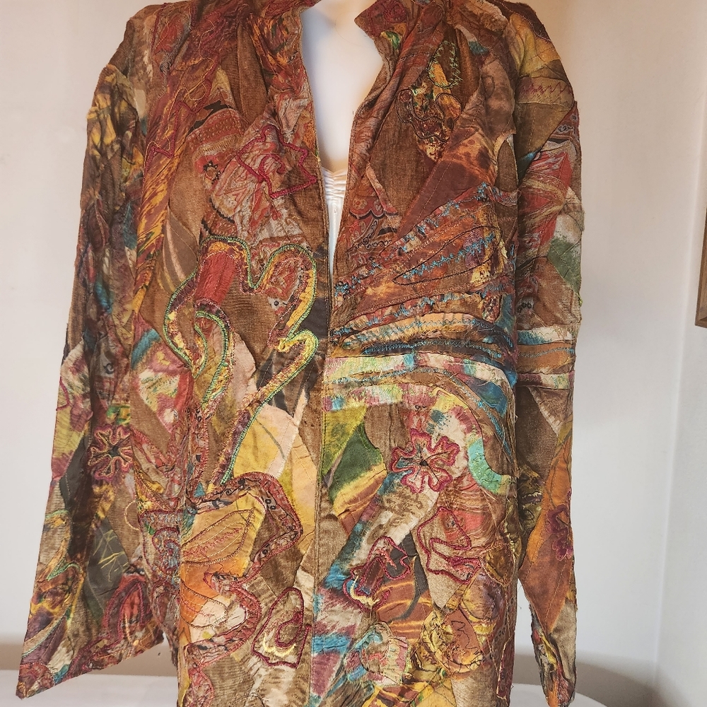 Chico's Embroidered Abstract Blazer/Jacket - Size 3